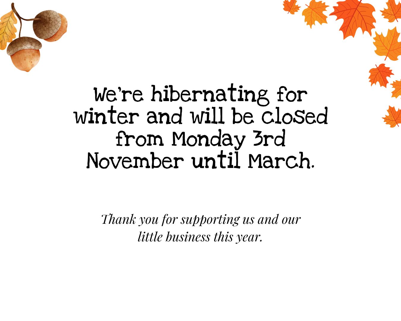 closed for winter